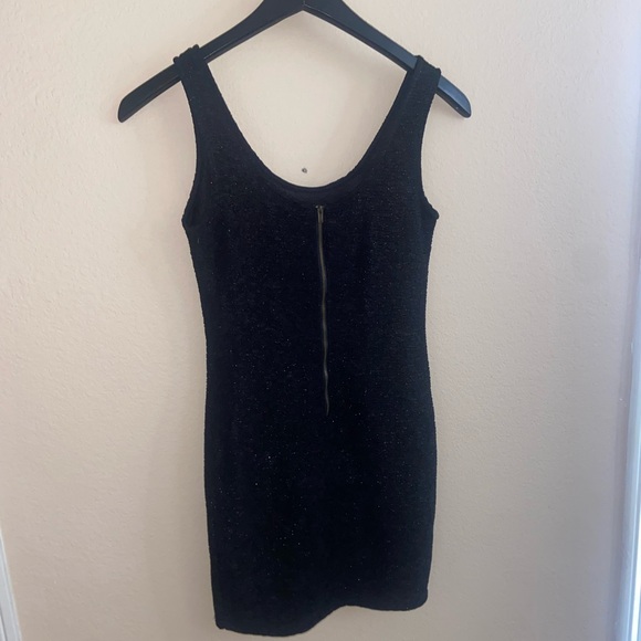 Black rib tank mini dress going out slight sparkle formal cute y2k body-con fit - Picture 8 of 11